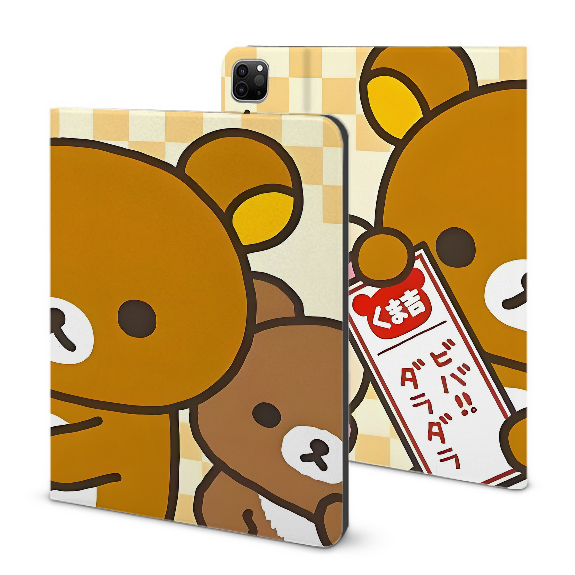 （画像用） リラックマ リラックマ キイロイトリ Rilakkuma Korilakkuma Kiiroitori IPad ケース ブック型 PUレザー TPU 耐衝撃 軽量 薄型 ペン収納なし 全面保護 IPad 各モデル対応
